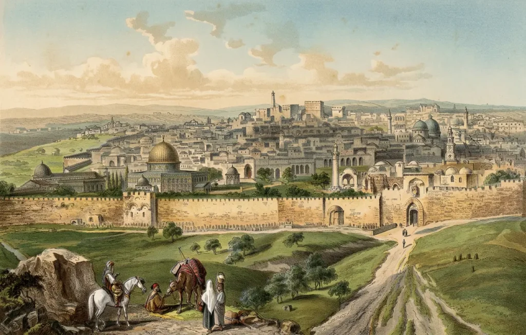 Image of Jerusalem (Modified from PALESTINE - Bethlehem, 1890s (early 20th c.) 120 - Glorious Palestine, 1898 (Per Reem Ackall)