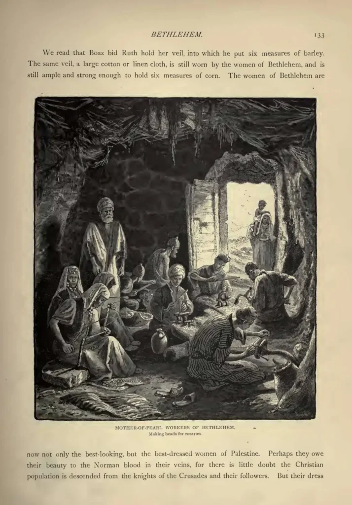 Image of Mother of Pearl Workers of Bethlehem (ref: c1880 Picturesque Palestine Sinai & Egypt Colonel Mother of Pearl p133)