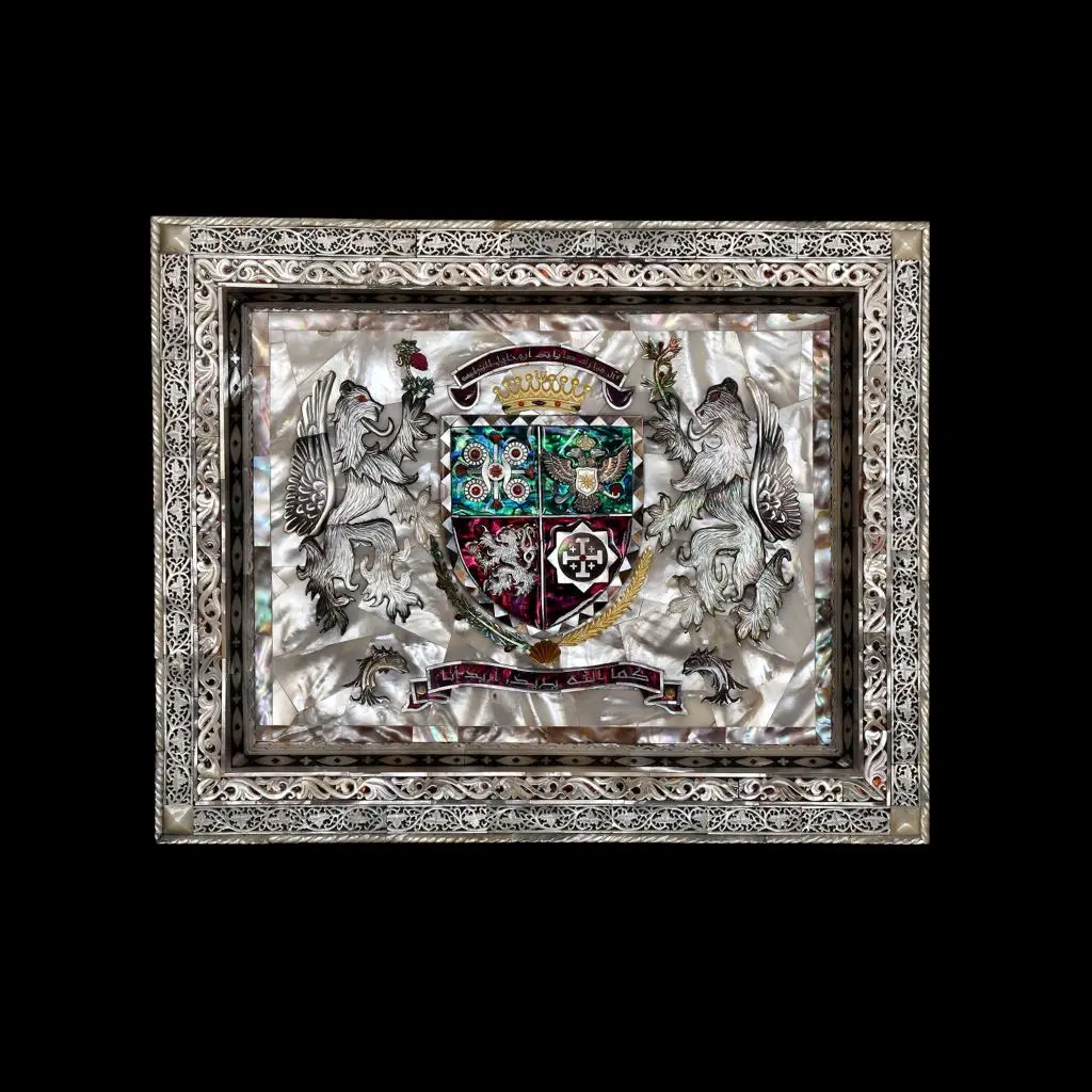 Image of Decorative Tarajmeh Crest made in Mother of pearl (Image from Private collection)