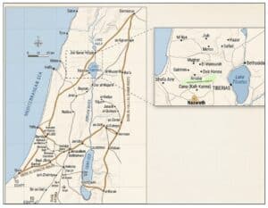 Image modified from Farming in Galilee Map (https://www.casualenglishbible.com/wp-content/uploads/2021/12/matthew-9-galilee-farming-1200px-1.webp) and from Image of the Roads from Gaza to al-Karak (in The Gaza- Damascus Roads in the Medieval Periods by Fawzi Zayadine (https://publication.doa.gov.jo/uploads/publications/24/SHAJ_9-367-378.pdf)